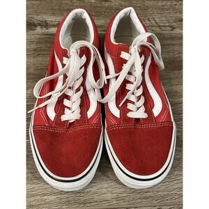 Vans Old Skool Red Suede Canvas Low Top Skate Shoes Women's 7.5 / Men's 6